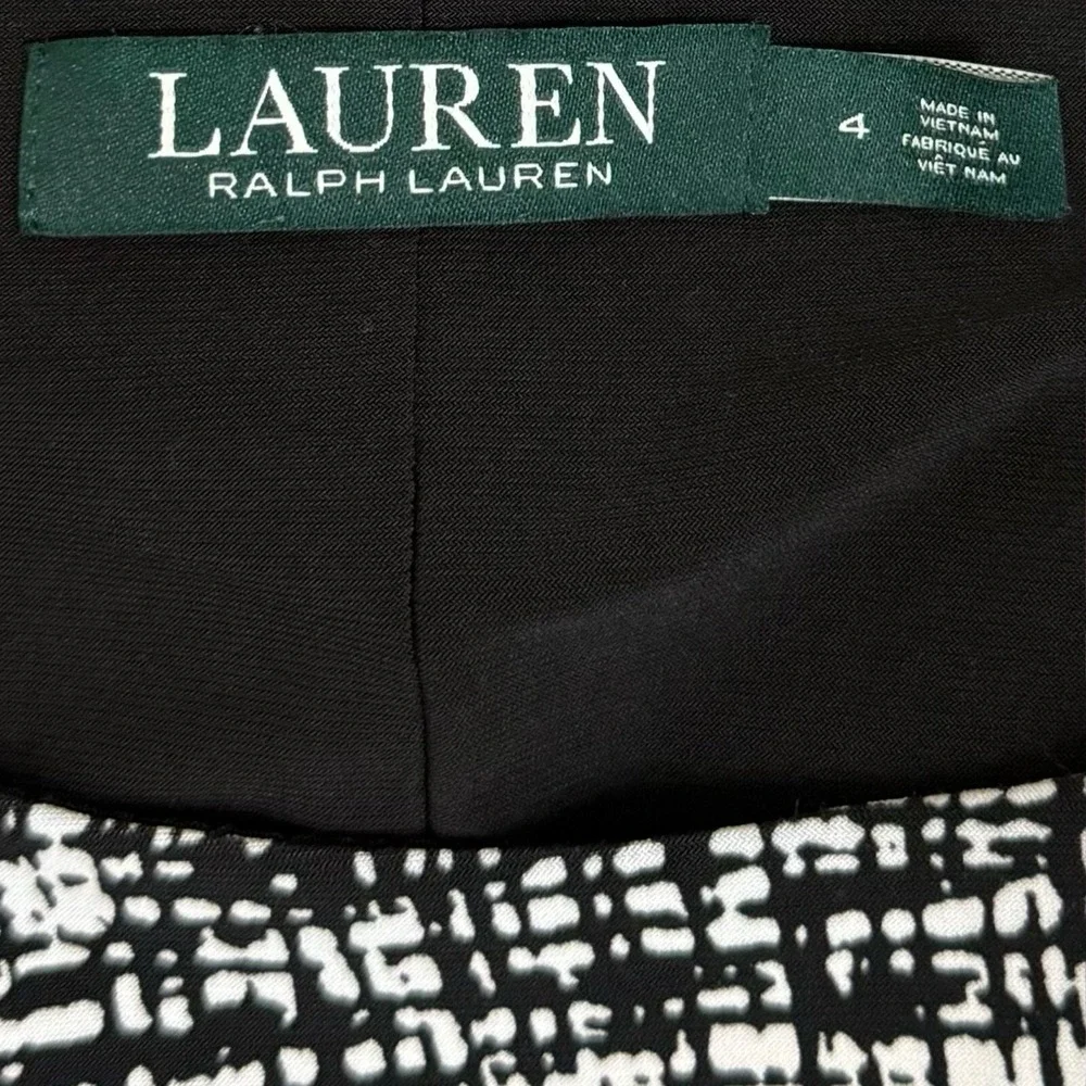 Ralph Lauren Dress Women's 4 Black White Plaid Abstract Ruched Casual Career - Picture 5 of 8